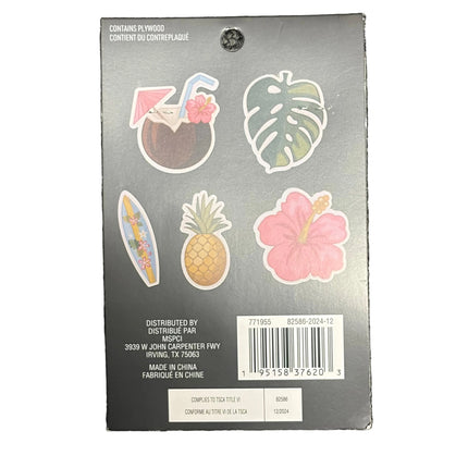 Tropical Summer Wooden Craft Shapes – Beach Theme DIY Décor (5 Pieces)
