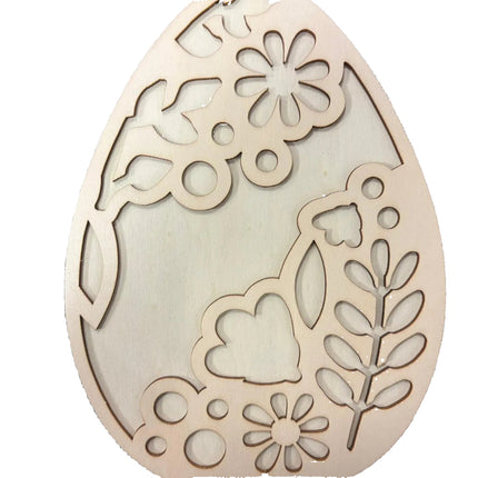 Make Market DIY Wooden Décor – Floral Egg Cutout (8" Height × 6" Width, Tabletop Décor)