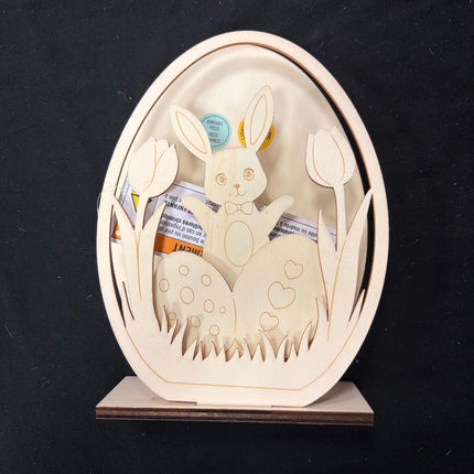 Make Market DIY LED Wooden Décor – Easter Egg with Bunny (8" Height × 6" Width)