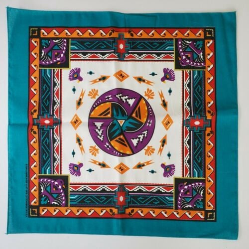 Bandana Southwestern 100% Cotton, Made in the USA Bandanna 22 in x 22 in