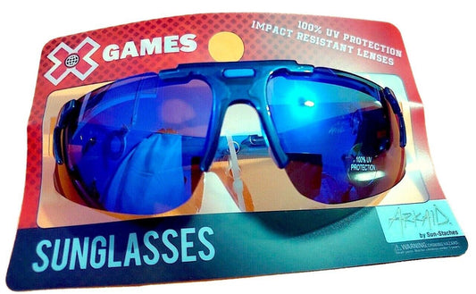 Girl’s X-Games Shades Blue Tinted Sports Wrap Child Size Arkaid Sunglasses