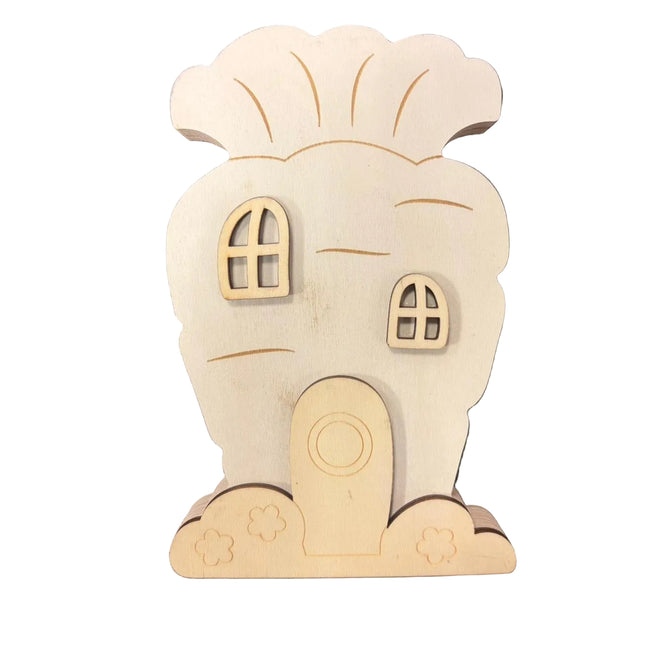 Make Market DIY Wooden Décor – Carrot House Cutout (8" Height × 5" Width)