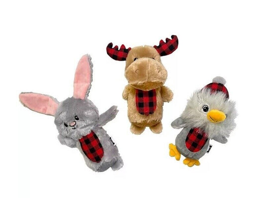 Woof 3-Pack Holiday Christmas Characters Squeaker Plush Dog Toys NEW!