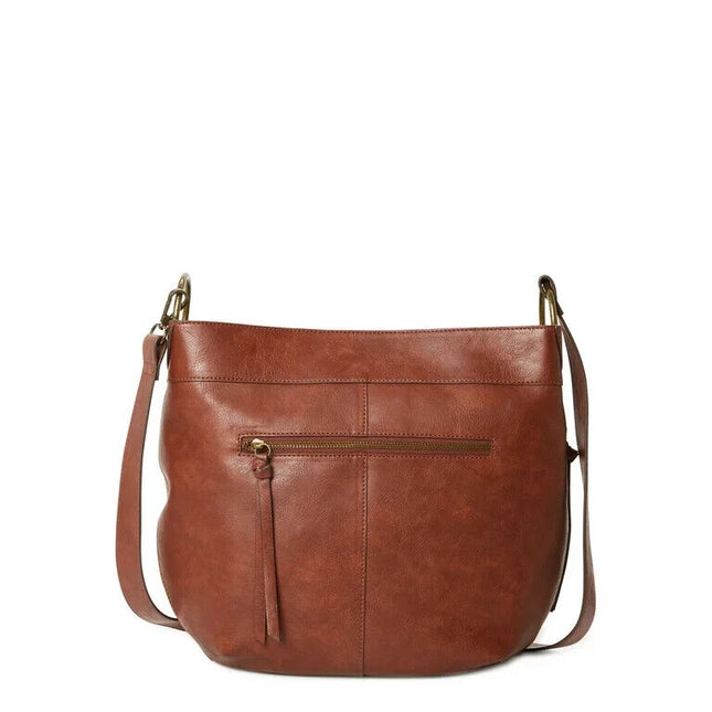 Piper Faux Leather Hobo Crossbody – Brown