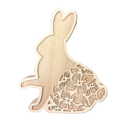 Make Market DIY Wooden Décor – Floral Bunny Silhouette (8" Height × 7" Width)