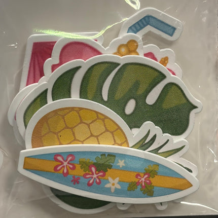 Tropical Summer Wooden Craft Shapes – Beach Theme DIY Décor (5 Pieces)