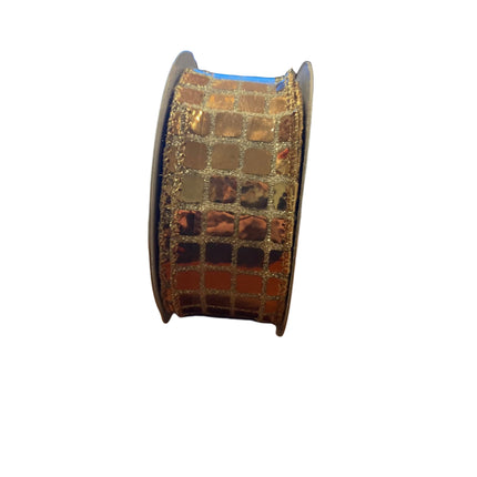 Celebrate it Christmas Small Golden Squares Wired Ribbon 1.5inx25ft