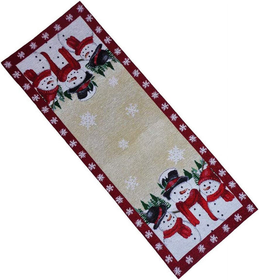 St. Nicholas Square® Yuletide Snowman Tapestry Table Runner - 36"