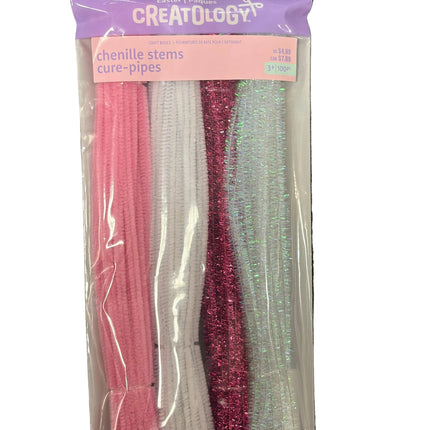 Creatology Easter Chenille Stems – 100‑Piece Pink, White &amp; Glitter Mix