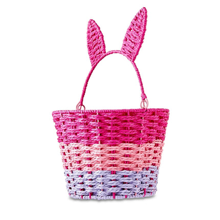 Easter Pink Paper Bunny Ear Basket, 9 in x 14.5 in, by Way To Celebrate