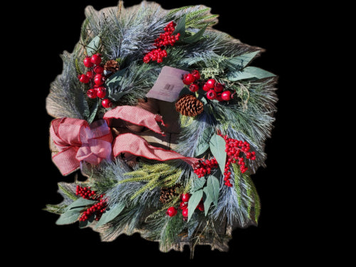 Premium Floral Pine Christmas Wreath with Bells