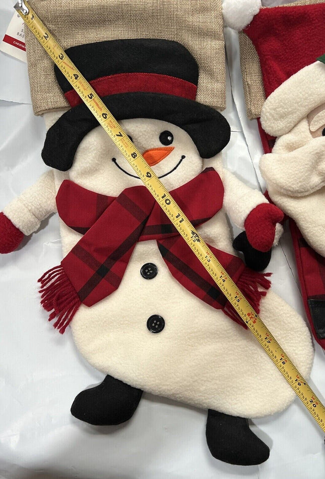 18" Red Plaid Snowman Christmas Stocking