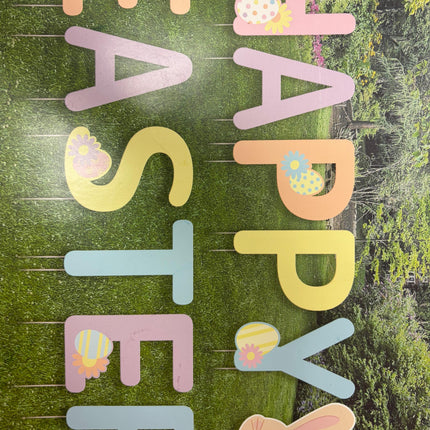 Happy Easter 36-Piece Yard Sign Set with Bunny Shape