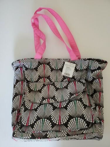 Quilted Cotton Tote Bag, Zipper Close, Outside Pocket Snap, Inside Zipper Pocket