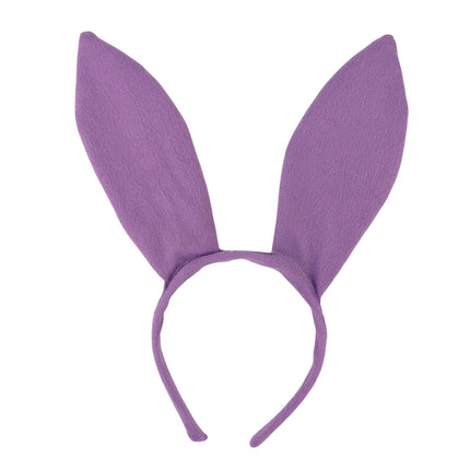 Easter Purple Mixed Fabric Basket with Bunny Ears Headband, 11 in x 6 in