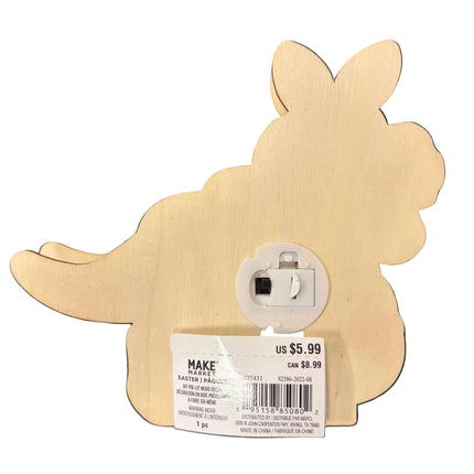 Make Market DIY LED Wooden Décor – Easter Dino with Basket (6" Height × 6" Width)
