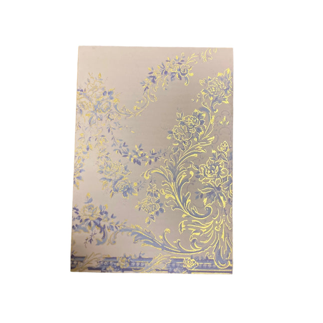 Ashland Fall Painting with Blue and Gold Shining Flowers 16.5x11in