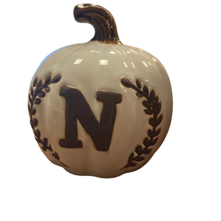Ashland Fall White Pumpkin N Letter 5x5in