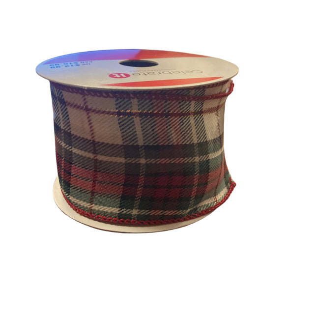 Celebrate it Christmas Colorful Squares Wired Ribbon 2.5inx20ft