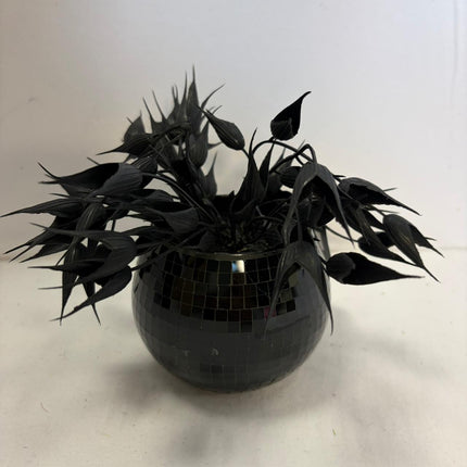 Black Spiky Leaf Halloween Decoration in Disco Pot 4 in