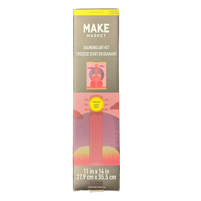 Pink Guitar Diamond Art Kit with Frame – 11" x 14" DIY Craft