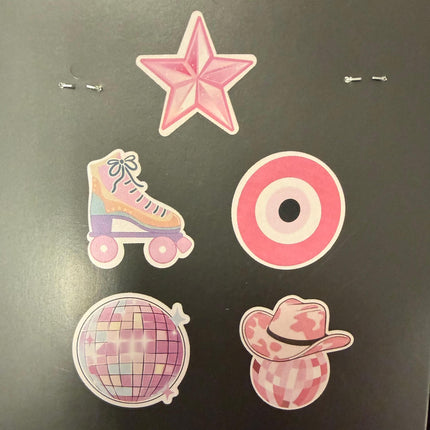 Retro Summer Wooden Craft Shapes – Roller Skate &amp; Disco DIY Set (5 Pieces)