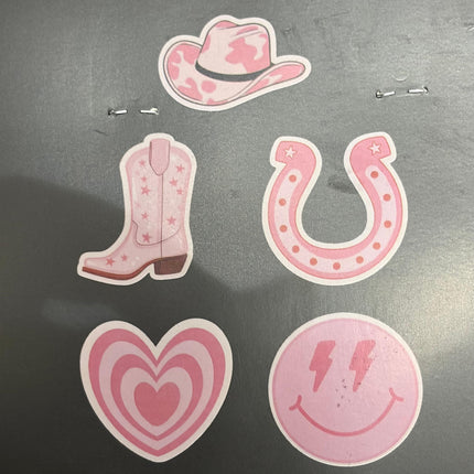 Pink Cowgirl Summer Wooden Craft Shapes – Western DIY Décor (5 Pieces)