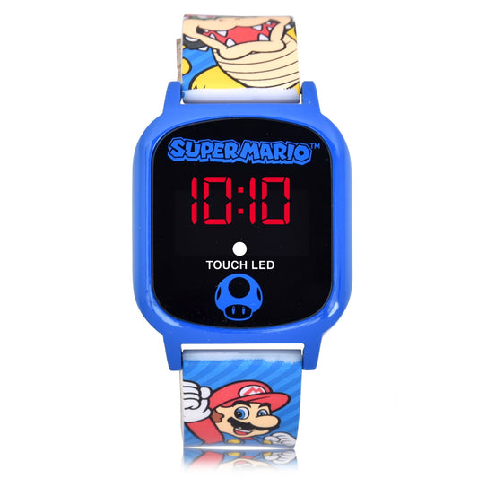 Nintendo Super Mario Brothers Unisex Child LED Watch with Silicone Strap in Blue - GSM4061WM