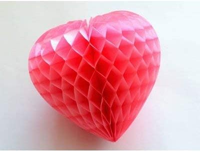 Pink Valentine's Day Honeycomb Heart Decor 7.5x8"
