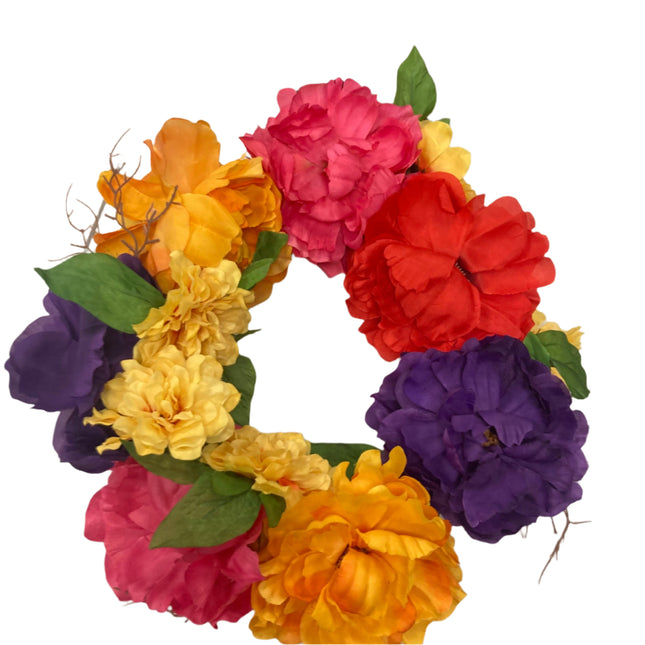 Ashland Day of the Dead Colorful Flowers Wreaths 16 in