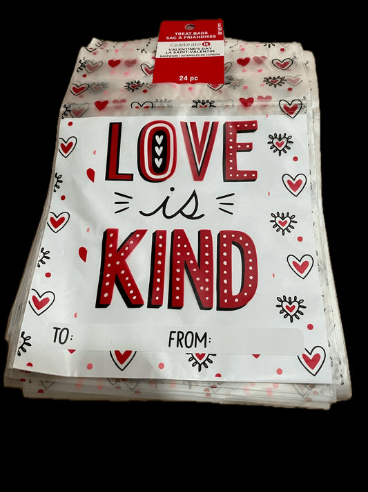 Celebrate it Valentines Day Treat Bags Reseal "LOVE IS KIND"