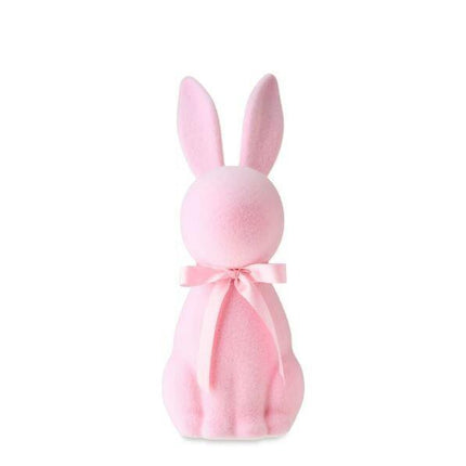 Flocked Bunny Decor with Satin Bow – 18” (Pink or Blue)