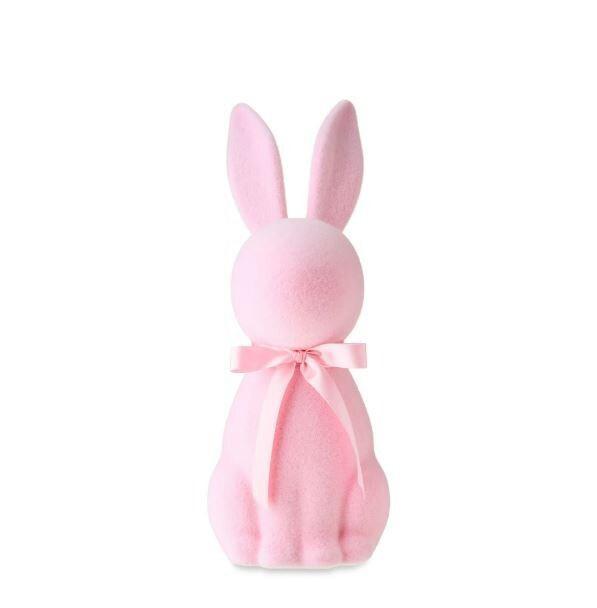 Flocked Bunny Decor with Satin Bow – 18” (Pink or Blue)