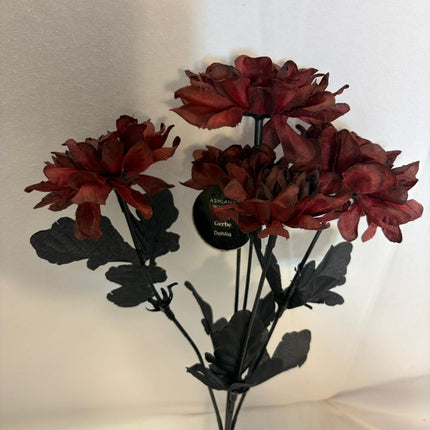 Red Dahlia Floral Bush Pick 14 in