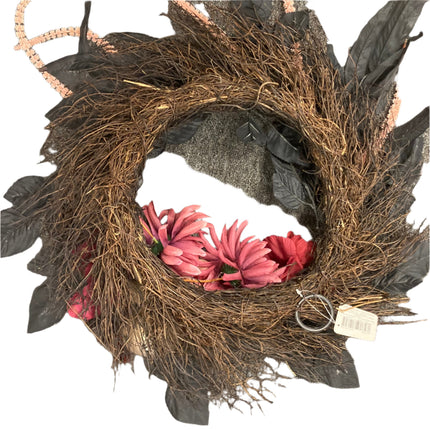Ashland Halloween Skull and Flowers Wreath 19 in