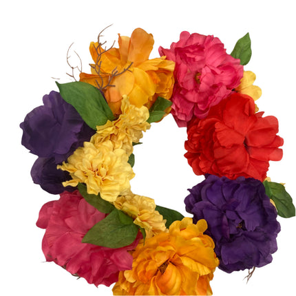Ashland Day of the Dead Colorful Flowers Wreaths 16 in
