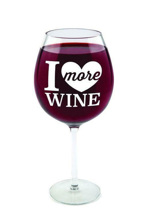 I Love More Wine Glass – XL 10in Hand Blown Glass