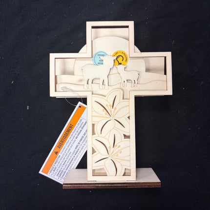 Make Market DIY LED Wooden Décor – “He Lives” Cross (8" Height × 6" Width)