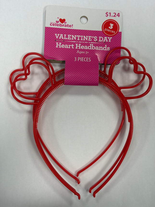 Valentine’s Day Heart Headbands- 3 Pcs