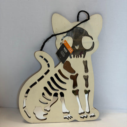 Skeleton Cat Wood Wall Décor 11.5 x 8 in