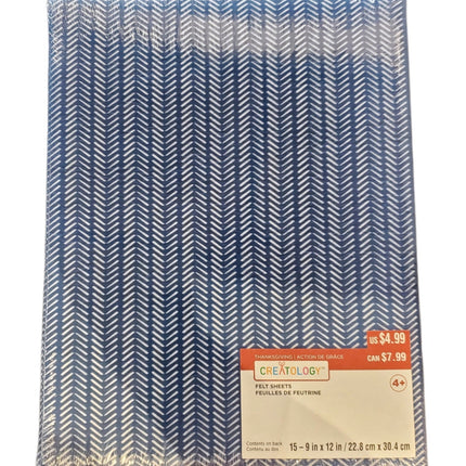 Creatology 10 Solid Blue & 5 Patterned Felt Sheets 9x12 in - 15 Pack