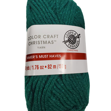 Green Sparkle Christmas Craft Yarn, 90 Yards