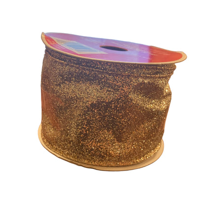 Celebrate it Christmas Golden Glitter Ribbon 2.5inx20ft