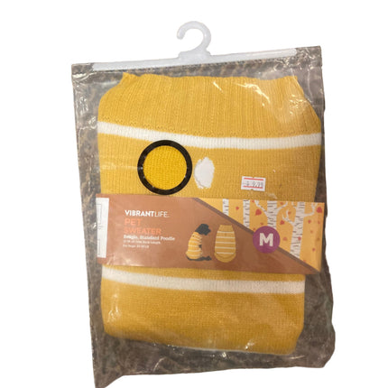 Vibrant Life Yellow and White Stripes Dog Sweater 17in 20-50LB M