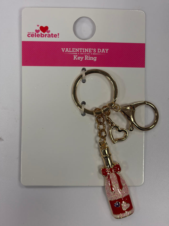 Valentine’s Day Champagne Bottle Key Ring