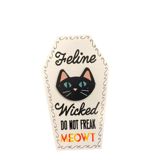 Ashland Halloween Wicked Feline Coffin Decoration 8x5in