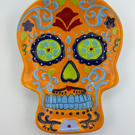 Orange Sugar Skull Decorative Trinket Dish