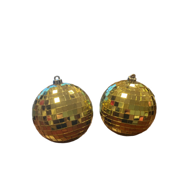 Ashland Christmas Golden Disco  Ball Ornaments 4in 2PC