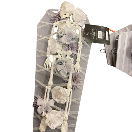 Ashland Halloween Skeleton in Coffin with Flowers Decoration 28x11in