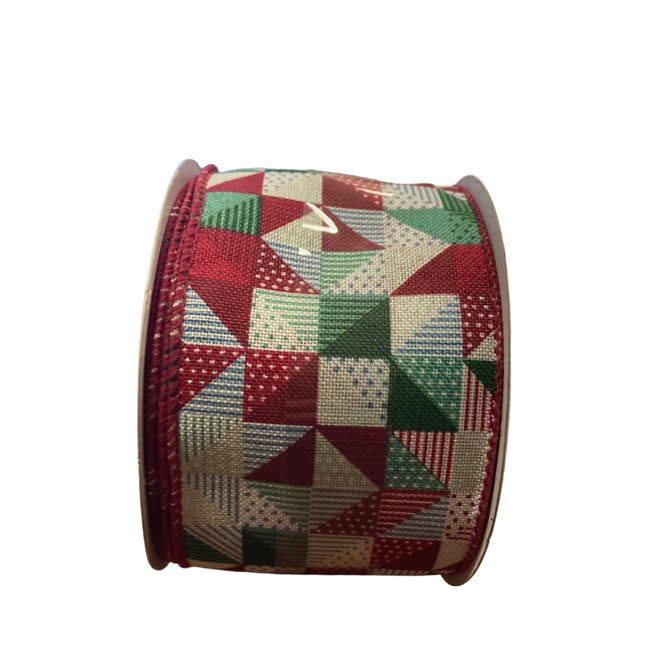 Celebrate it Christmas Colored Squares Wired Ribbon 2.5inx20ft